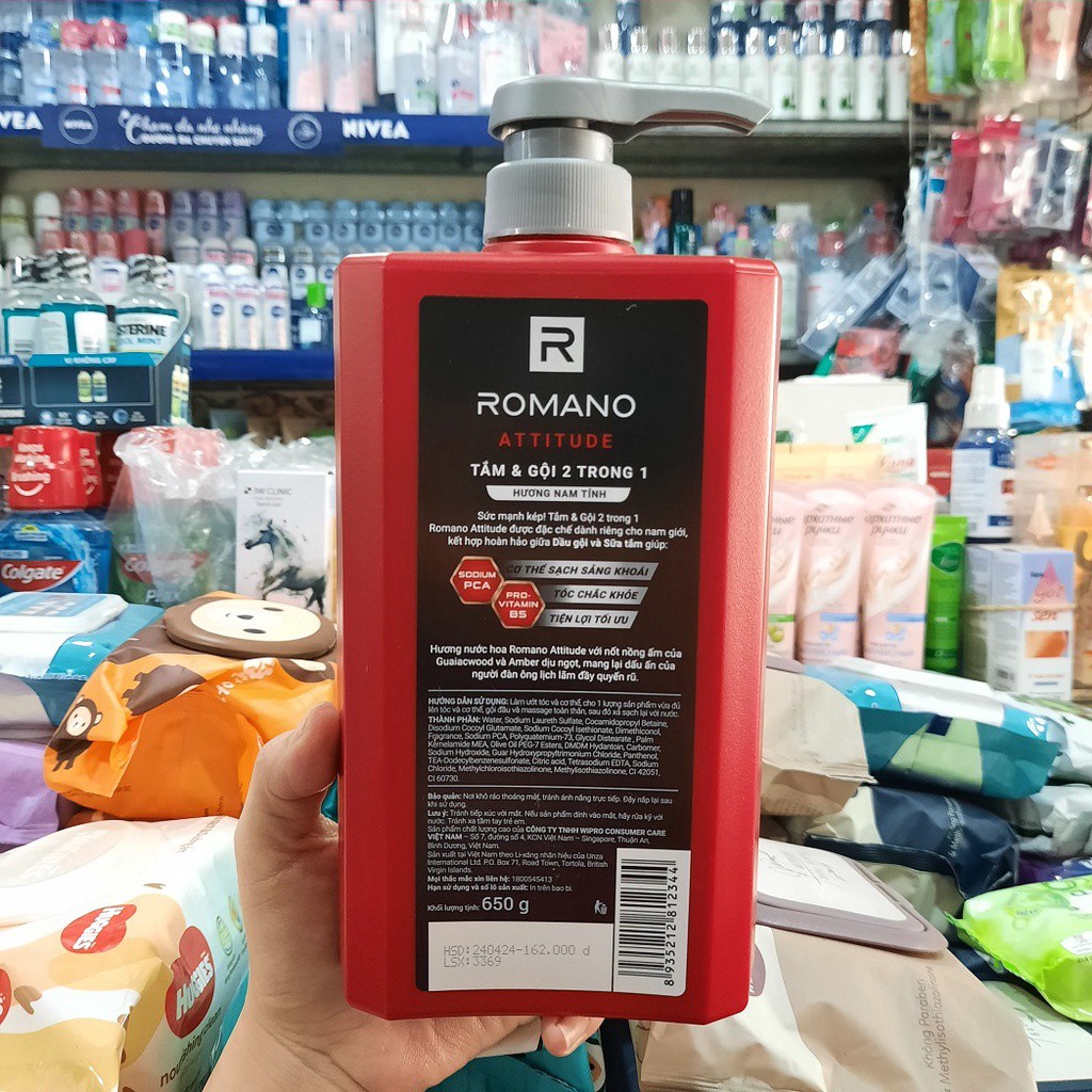 Tắm gội romano 2in1 Attitude đỏ 650g