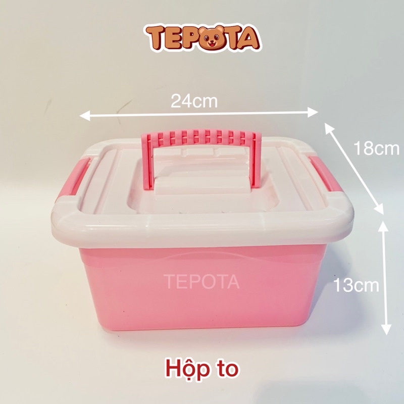 Hộp Đựng Đồ Chơi Lego, Xếp Hình Đa Năng Bằng Nhựa Màu Hồng Có Nắp Quai Cầm Tay Tiện Lợi Cho Bé HD03-HONG
