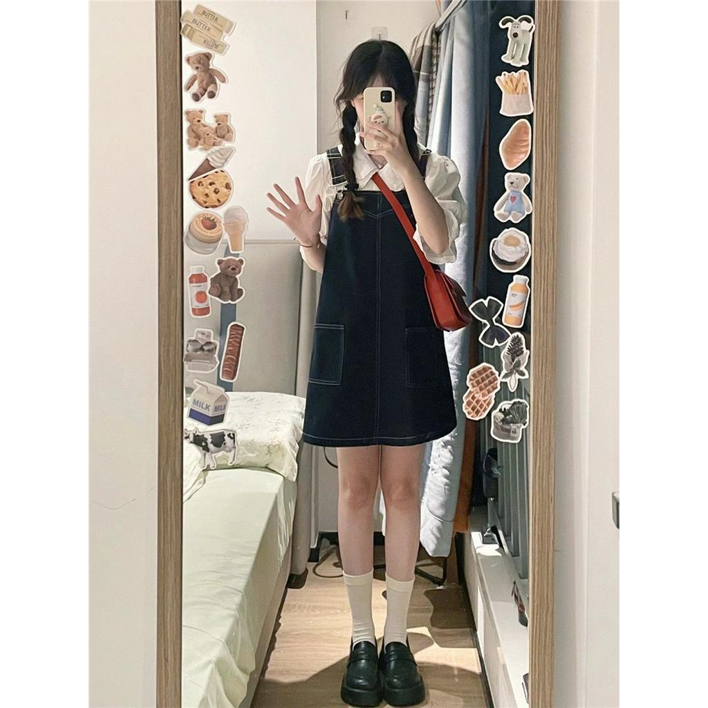 Váy Yếm Denim Tay Phồng Thời Trang Hàn Quốc Sành Điệu 63856