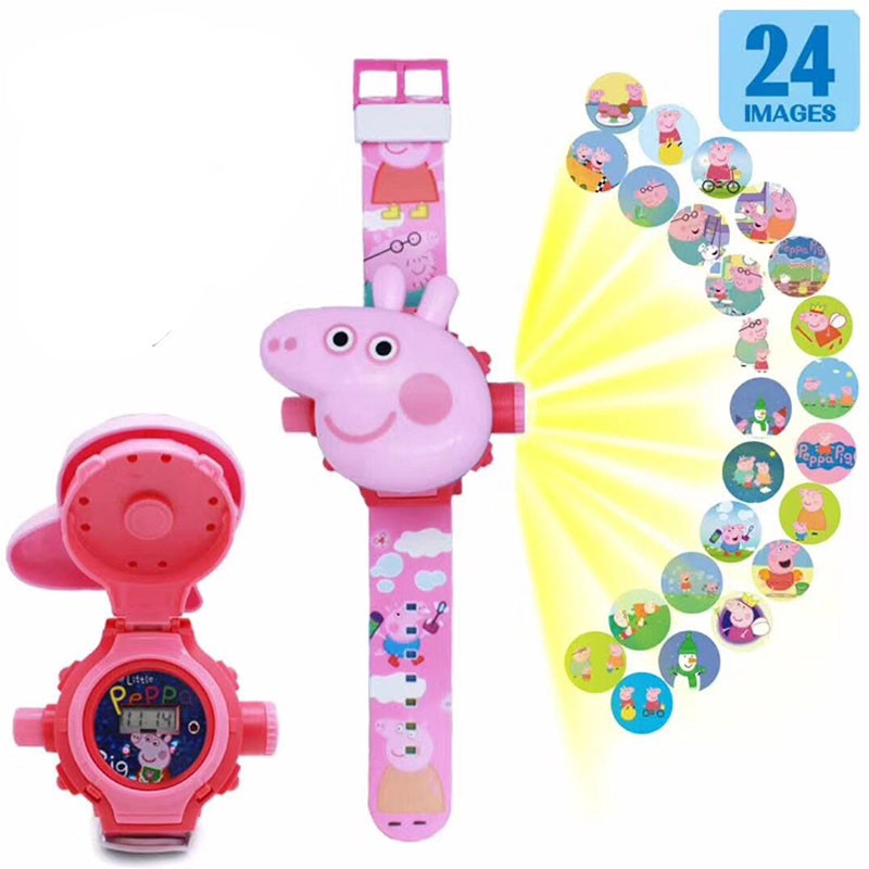 24 phim hoạt hình chiếu Peppa Pig Watch đồng hồ của trẻ em gái 