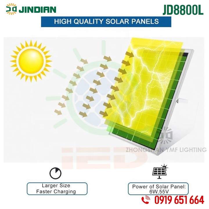 Đèn năng lượng mặt trời 100W Jindian JD8800L