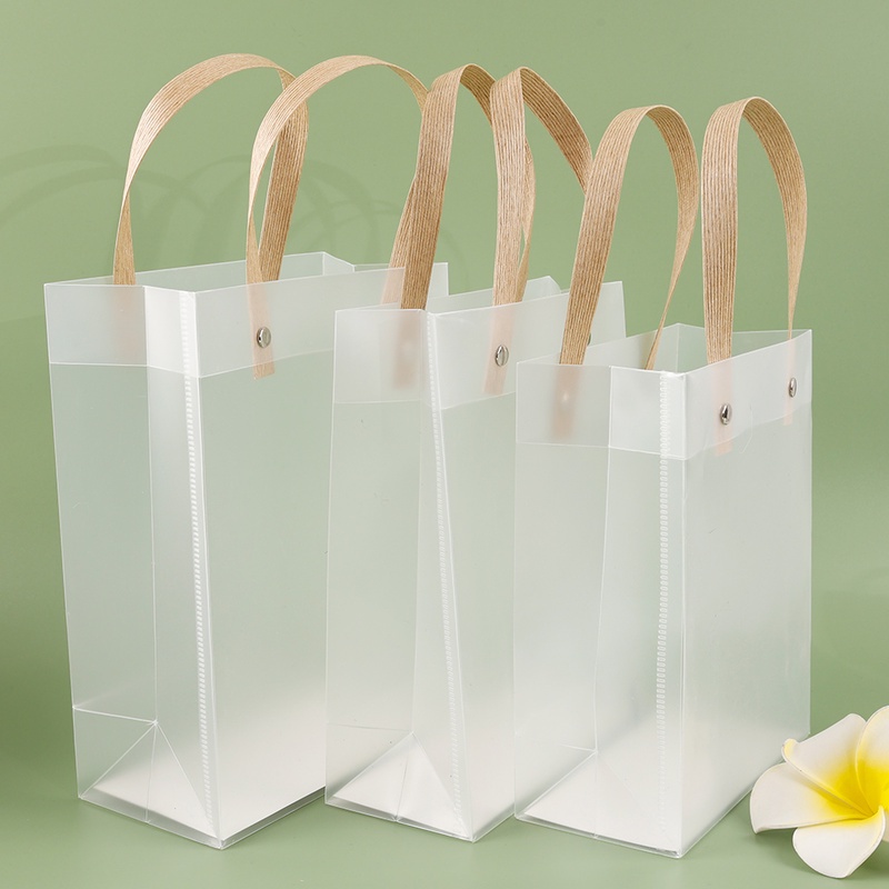 1 Túi Đựng Quà Bằng PVC Trong Suốt Có Tay Cầm Thời Trang