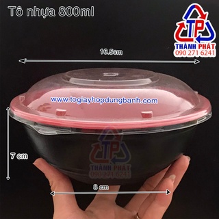 Tô nhựa đỏ đen HT27 đựng thức ăn nóng - tô nhựa đựng hủ tiếu - Tô nhựa đỏ đen đựng bún thịt nướng