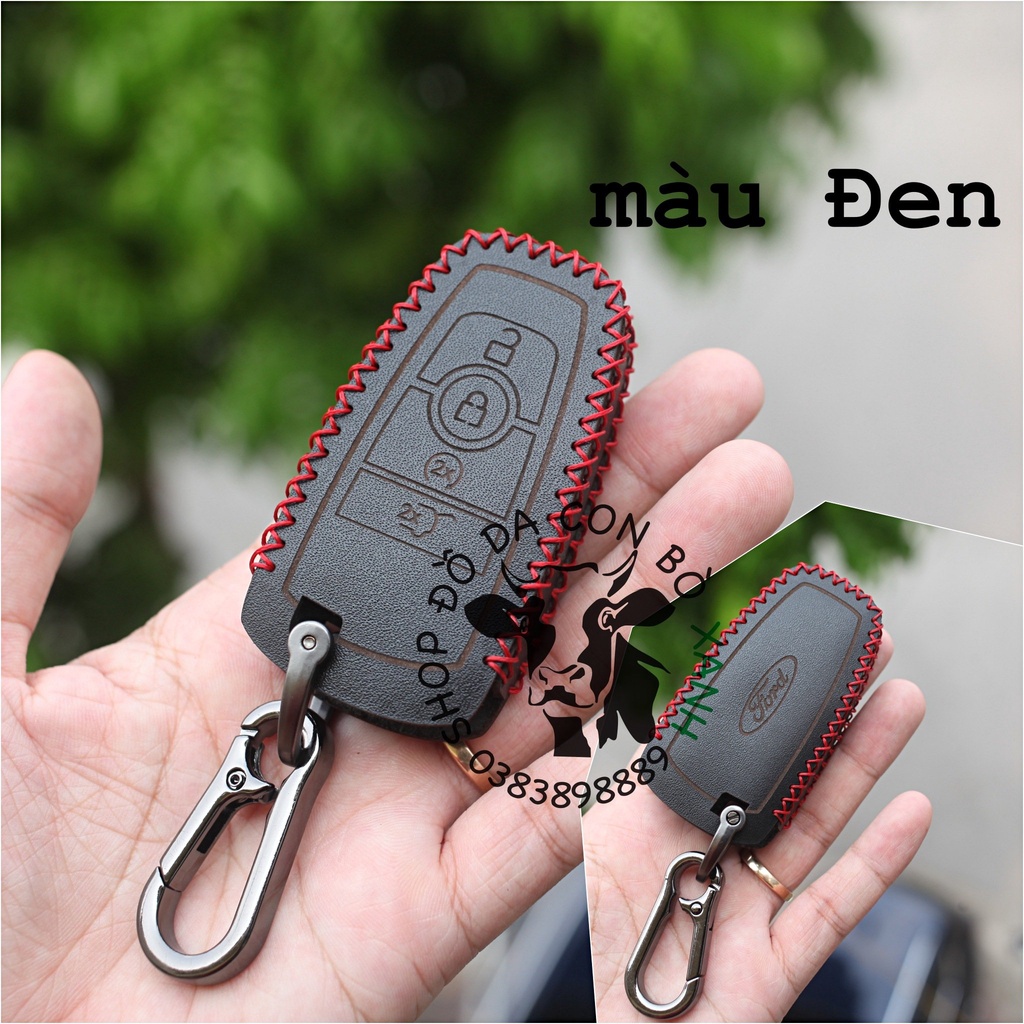 [Màu đen] bao da chìa khoá Ford Ecosport, Everest, Ranger, Explorer 2019 handmade da thật 006