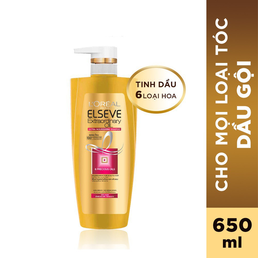 Dầu gội chiết xuất tinh dầu hoa tự nhiên L'Oreal Paris Elseve Extraordinary Oil Ultra Nourishing 330ml/650ml