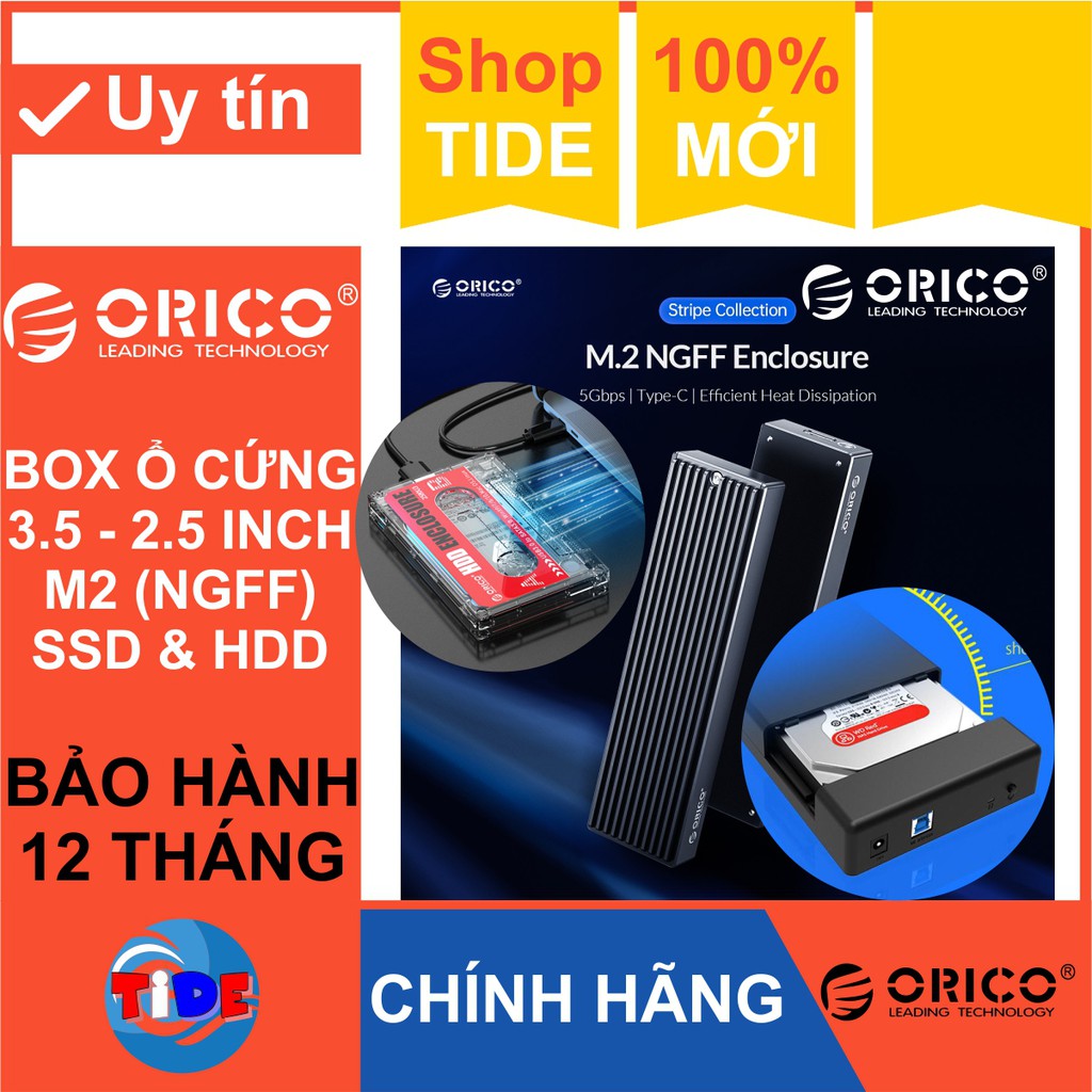 Box ổ cứng Orico 3.5”/2.5” và M2 – CHÍNH HÃNG – Bảo hành 12 tháng – Box HDD – Box SSD - NVMe - NGFF