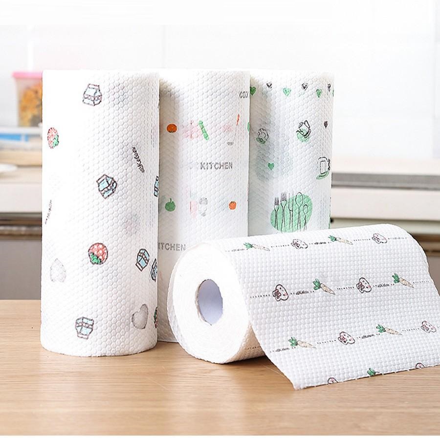 Cuộn khăn lau bếp 50 tờ đa năng tiện dụng,thấm dầu mỡ có thể tái sử dụng nhiều lần