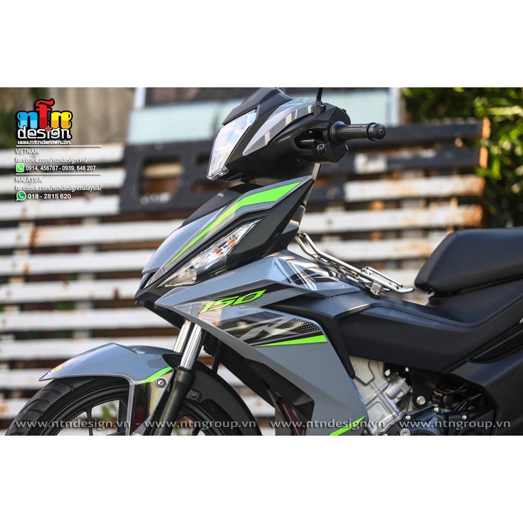 Tem Rời Dán Xe Winner V1 Mẫu Xi Măng Đen Xanh Chữ R Cực Chất, Hàng 3 Lớp Chất Lượng Cao