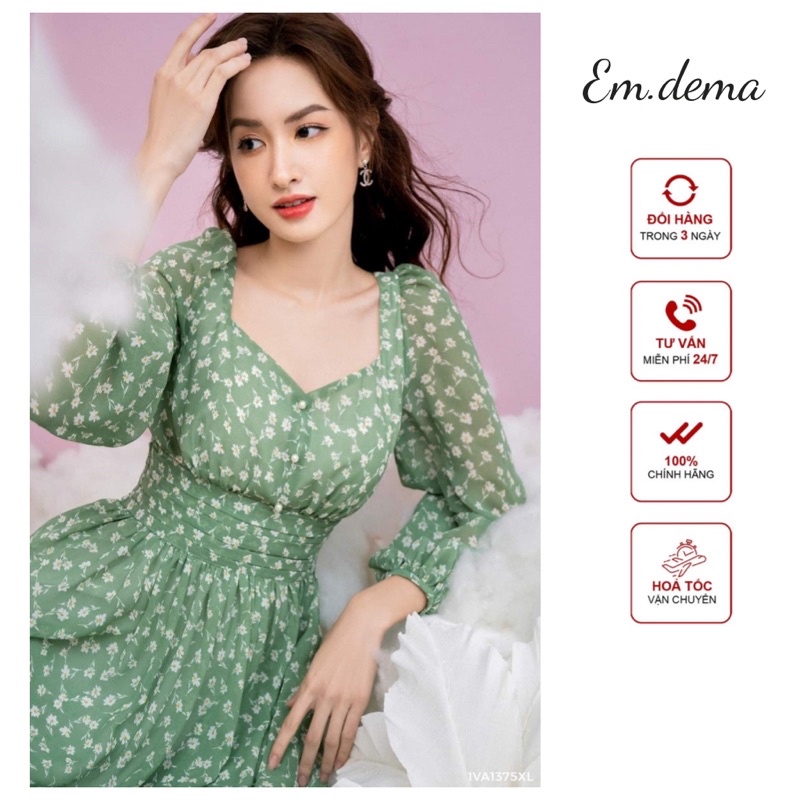 Váy đầm thiết kế, Đầm hoa nhí dài tay ❤EMDEMA❤thiết kế nhẹ nhàng , nhã nhặn