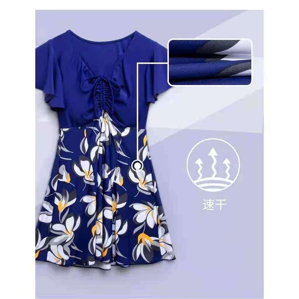 Bikini Đồ bơi đi biển váy phối hoa cho các mẹ trung niên, người lớn tuổi,váy một mảnh