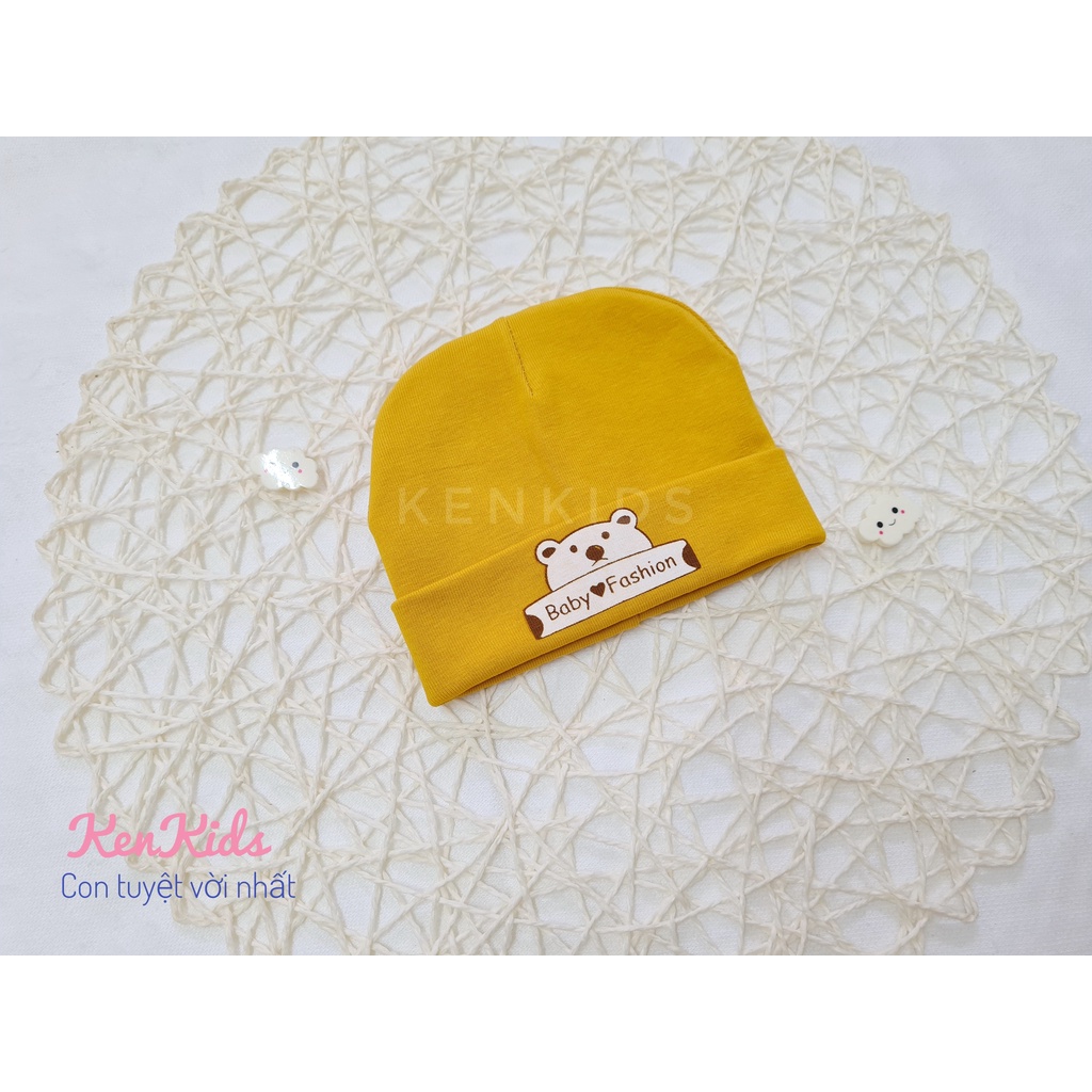 SET 3 Nón mũ tròn bo sơ sinh thun cotton hình gấu và heo ngộ nghĩnh cho bé