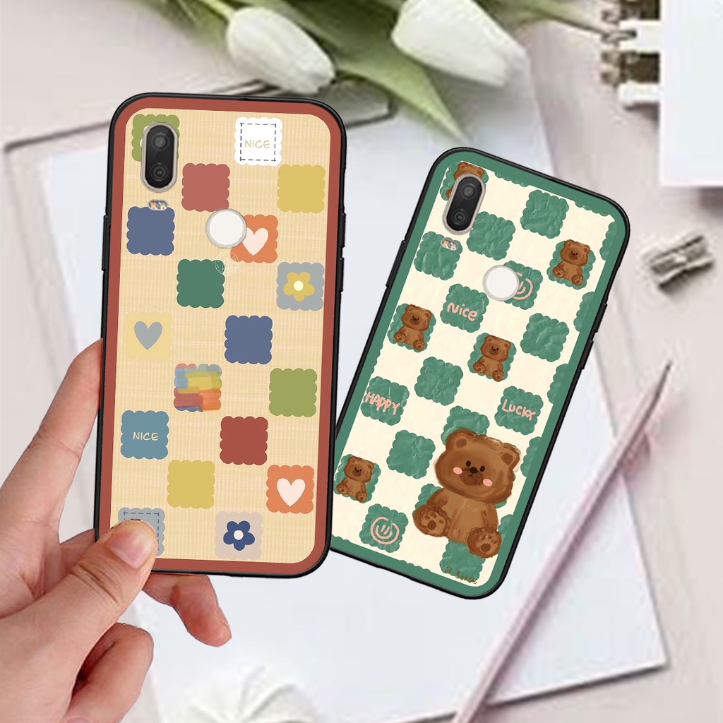 Ốp Vsmart Active 1 / Active 1 Plus / Active 1+ / Active 3 in hình gấu caro đen trắng dễ thương siêu bền