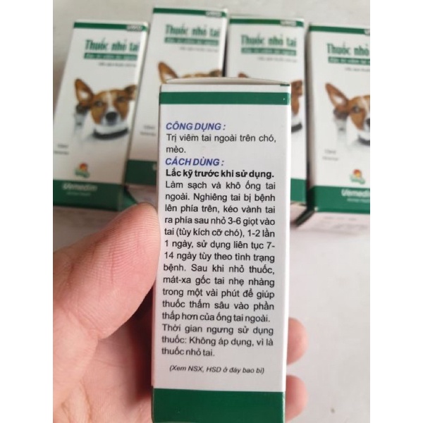 Nhỏ tai chó mèo Vemedim viêm tai cho chó mèo