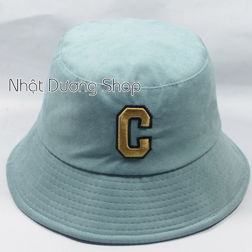 Mũ bucket vành cụp nhung thêu chữ C phong cách ❤ Nón tai bèo nam nữ unisex cao cấp