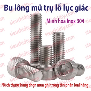Bu lông M5M6 đầu trụ tròn lỗ lục giác Inox 304 (gói)
