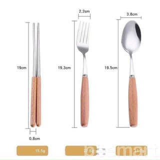 Bộ thìa dĩa lúa mạch cán gỗ