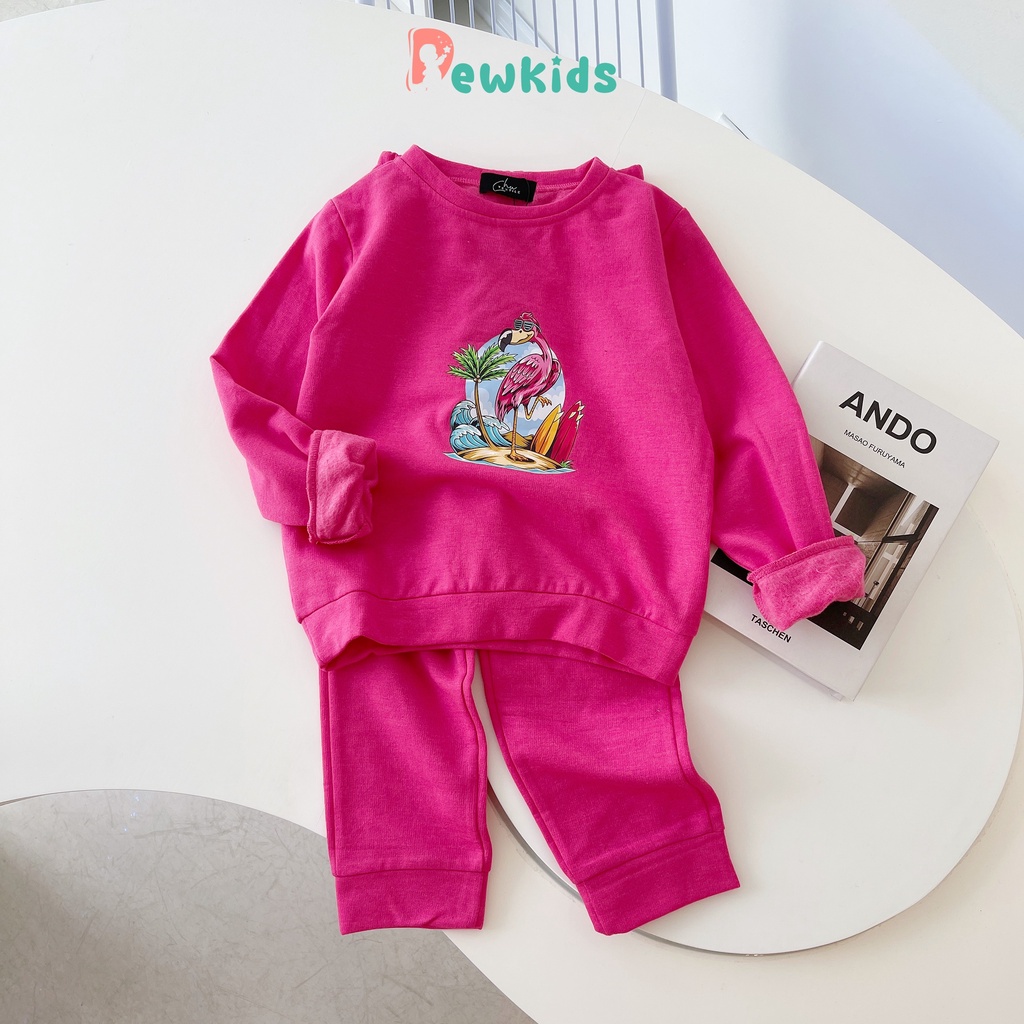 Bộ thu đông cho bé Dewkids, Đồ bộ cho bé họa tiết vải nỉ thun cao cấp