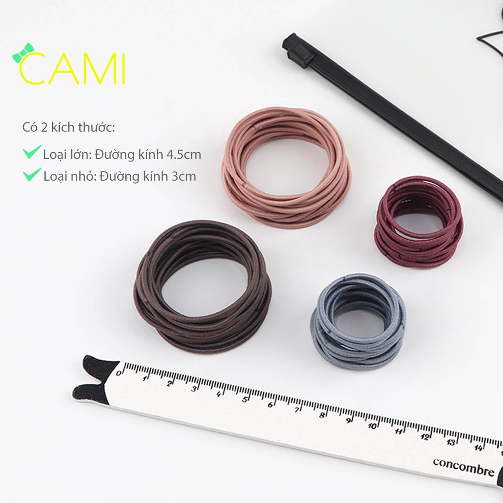 1 túi zip = 100 cái thun cột tóc mix màu ngẫu nhiên đơn giản, thẩm mỹ dùng cho các bé gái và người lớn - Cami - CMPK258
