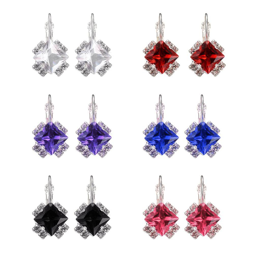 1 Đôi Khuyên Tai Hình Thoi Đính Đá Pha Lê