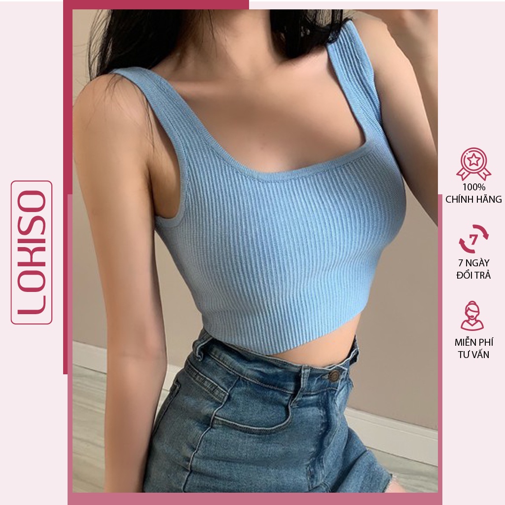 Áo croptop nữ kiểu cổ chữ U ôm sát nách LOKISO CT10