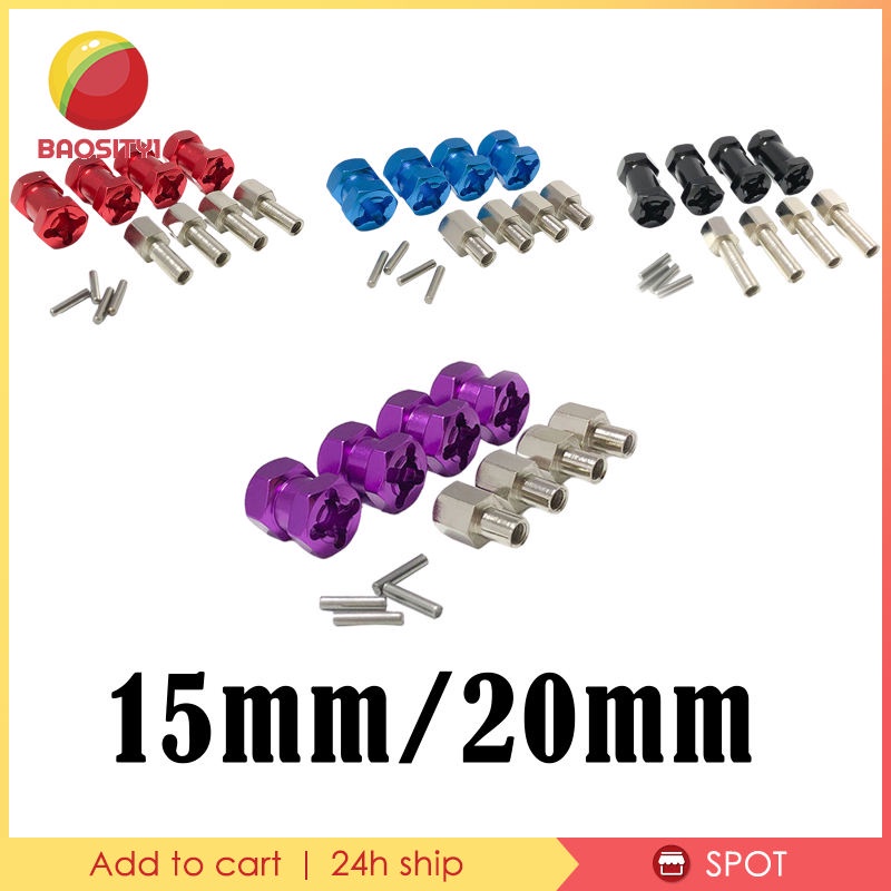 Bộ 4 Đầu Nối Dài Trục Bánh Xe Bằng Nhôm 15mm / 20mm Cho Axial Scx10 D90 Ax10 CC01 F350 RC