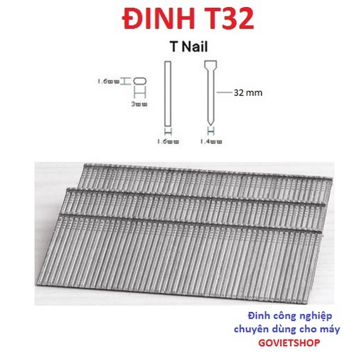 Đinh ghim T25 - T32 - T38 - T45 - T50, hộp 2500 cây đinh T bắn gỗ công nghiệp, Ghim T bấm gỗ thùng pallet, Kim T bắn gỗ