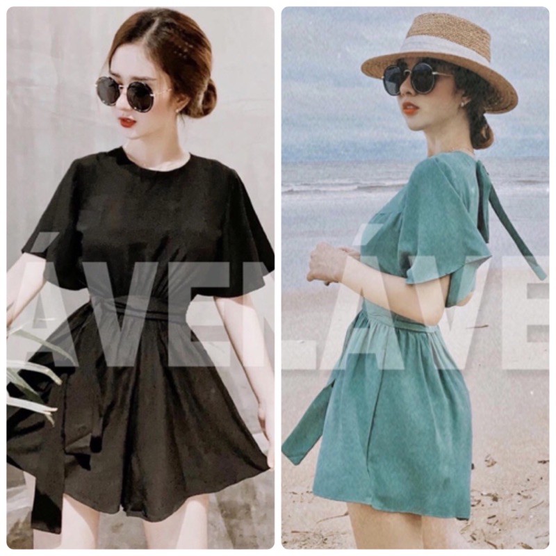 JUMPSUIT TAY BÈO NƠ LƯNG