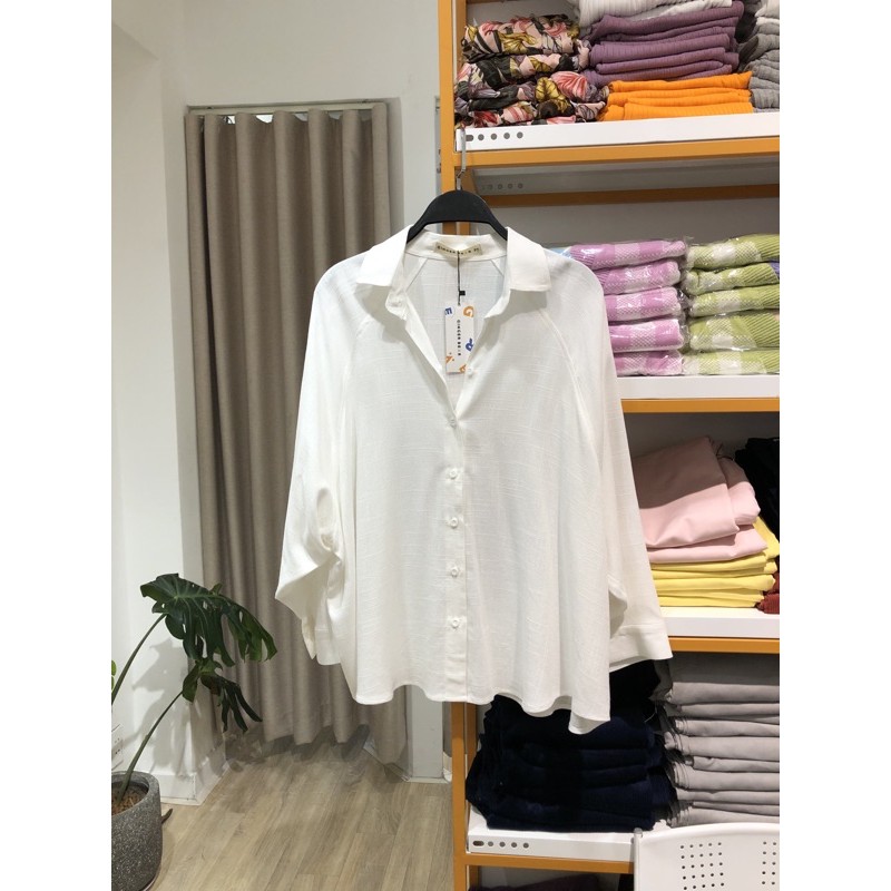 GingerBear - Áo Sơ Mi Form Rộng - Oversized White Blouse ( Có Ảnh Chụp Tại Cửa Hàng )
