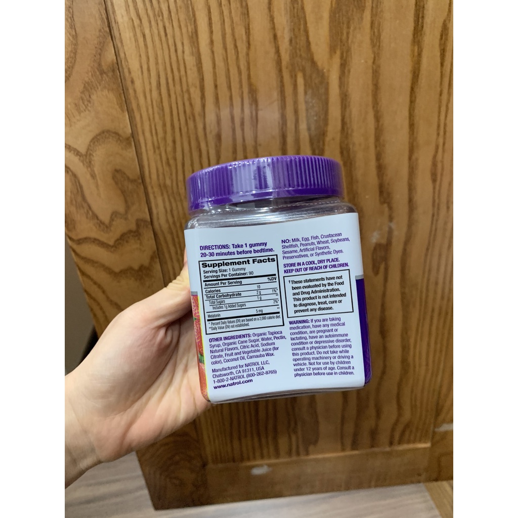 Metalonin 5mg NATROL - Hỗ trợ giấc ngủ - 90 viên kẹo dẻo