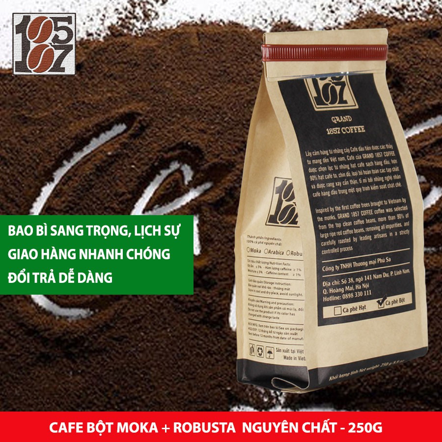 1KG Cà phê bột thượng hạng Moka-Robusta nguyên chất không tạp chất không pha trộn tẩm ướp hương liệu - grand 1857 coffee