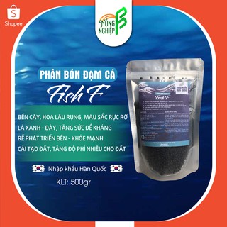 Phân bón đạm cá Hàn Quốc gói 500gr Fish F; Phân bón hữu cơ cải tạo đất; Chuyên dùng cho bonsai, cây kiểng (lan, hồng)