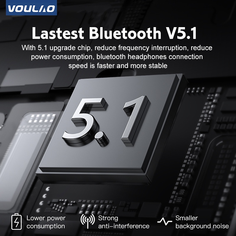 VOULAO-vl5 Tai nghe chống ồn Bluetooth 5.0 Tai nghe trò chơi âm thanh nổi HiFi với Mic