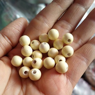 10 viên đá gốm sứ tròn màu kem 7mm