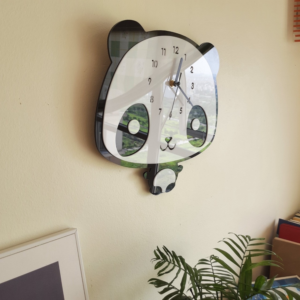 Đồng hồ treo tường dễ thương hình Gấu Trúc kute