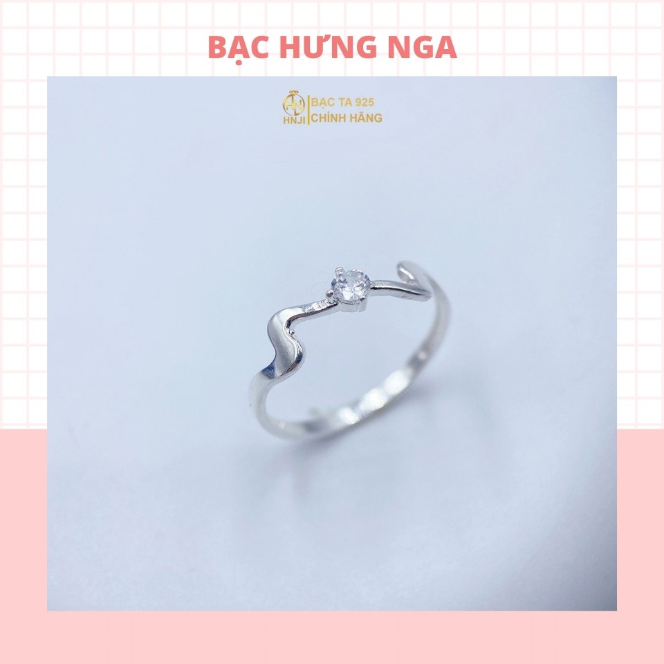 Nhẫn nữ bạc ta 925 cao cấp HNJI, đính đá nhân tạo, đơn giản tinh tế và sang trọng - HN 008