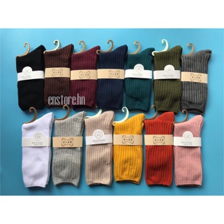 Set 5 đôi tất cao cổ Vintage len gân