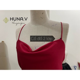 Váy Lụa Cổ Đổ Dài Xẻ Đùi Sexy