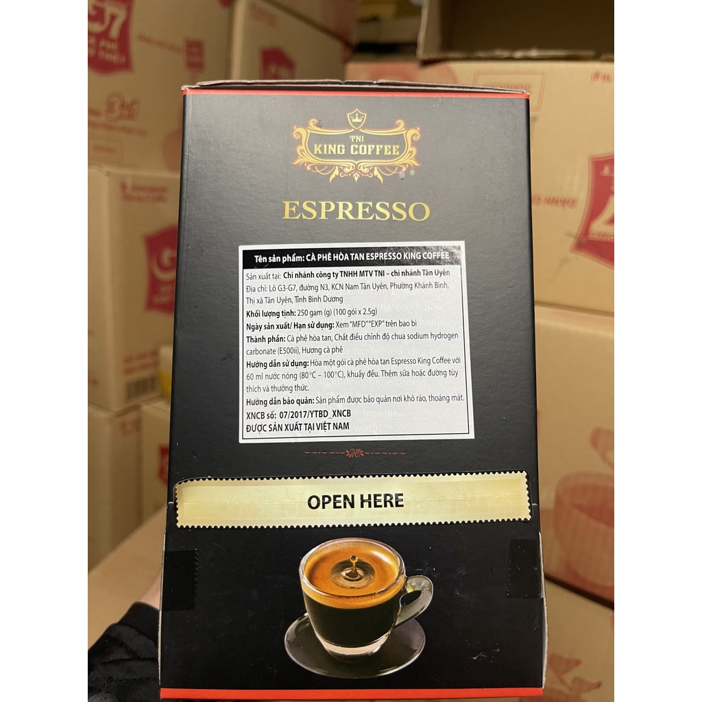 Cà phê hòa tan đen Espresso Hộp 100gói King Coffee