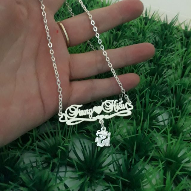 Dây chuyền bạc khắc tên treo con giáp theo tuổi