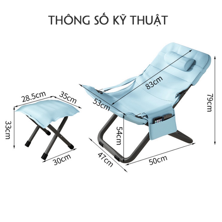 Ghế lười tựa lưng gấp gọn - Ghế thư giãn đọc sách, ngồi ban công, du lịch thoáng mát