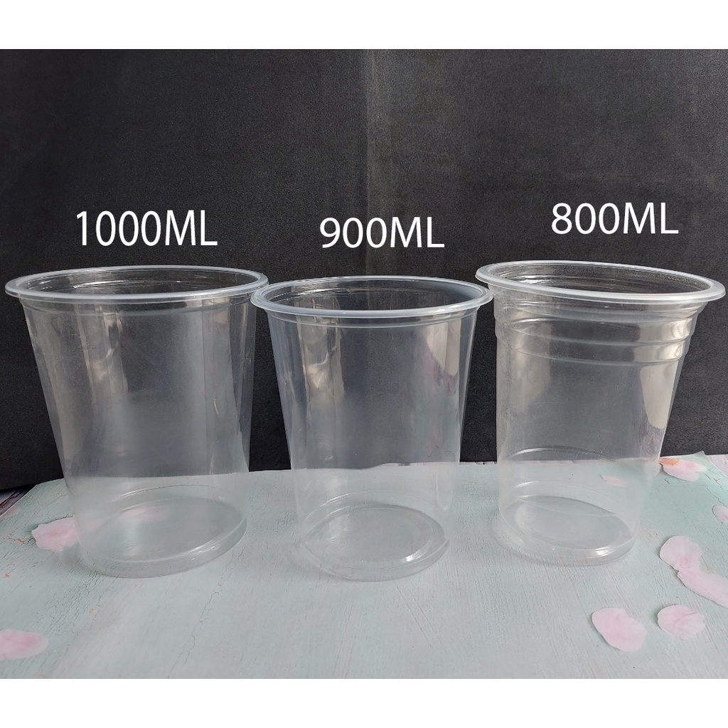 50 Ly trà tắc, nước mía, trà bí đao khổng lồ loại 800, 900, 1000ml nhựa PP dẻo dai, đế bằng cứng cáp-EGREENDùng1Lần
