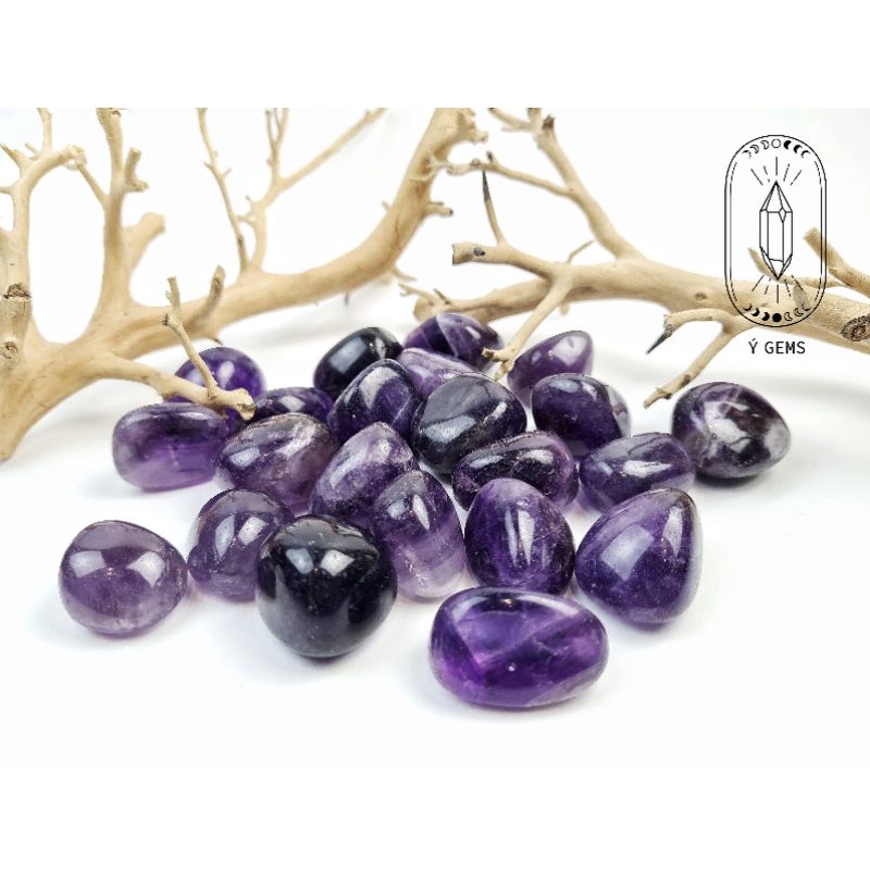 Tumbled Amethyst tự nhiên dùng thanh tẩy bài Tarot, làm trang sức handmade, reiki healing...