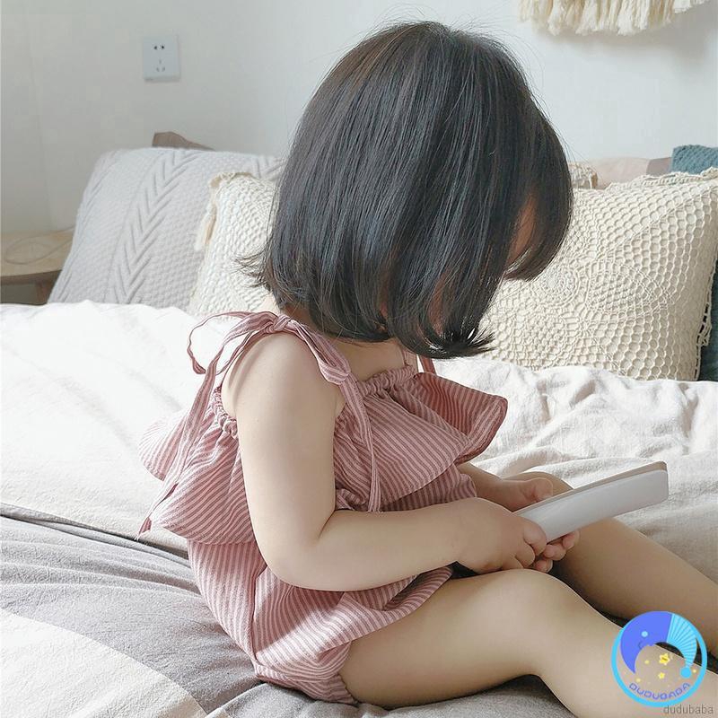 Quần yếm liền áo hai dây màu trơn kèm băng đô thời trang dễ thương cho bé gái