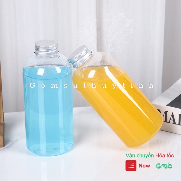 Chai thủy tinh/ Bình thủy tinh tròn cao kèm nắp thiếc dung tích 500ml