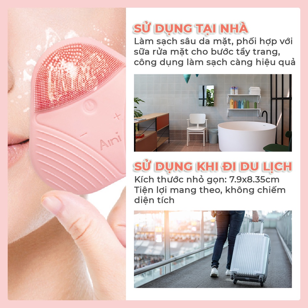 Máy rửa mặt đa năng 4in1 Cleansing & Massaging Device AINI COLLECTION - Hàng chính hãng AINI14