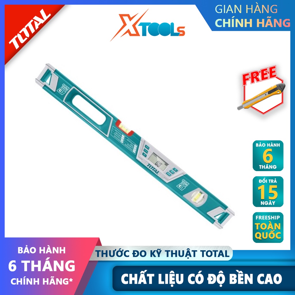 Thước thủy đo kỹ thuật số TOTAL TMT2606D thước thủy điện tử Chiều dài thước đo 60cm, Phạm vi đo 0~360°(4*90°), Độ đo chí