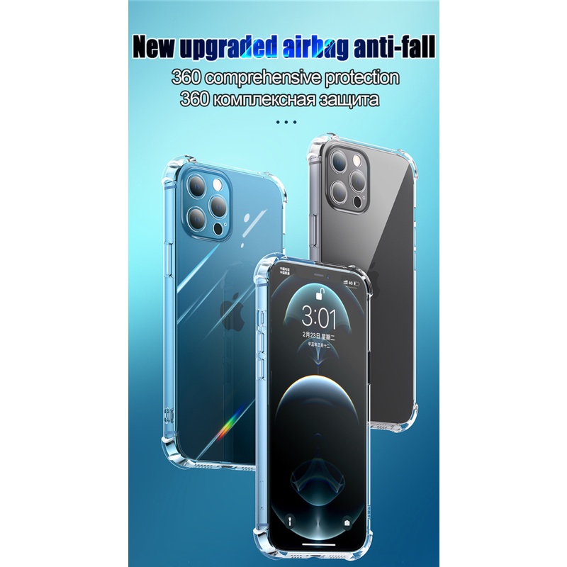 Ôp Điện Thoại Silicon Dẻo Trong Suốt Chống Sốc Cho iphone 15 14 13 12 11 pro max plus mini xr x xs max 8 7 6s plus se Ốp