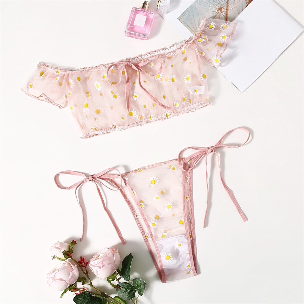 Set áo lót + quần lót phối ren phong cách gợi cảm quyến rũ cho nữ