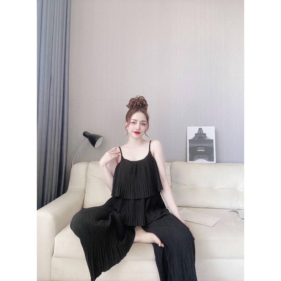 Set hai dây dập ly mặc nhà, mặc ngủ, mặc đi chơi cho nữ, vải lụa, thiết kế siêu xinh, siêu sang