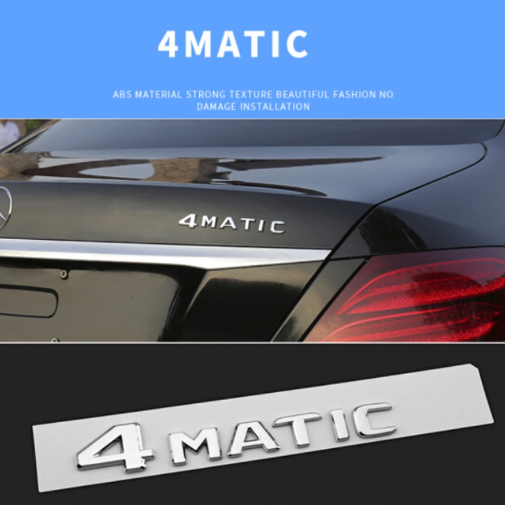 Decal tem chữ 4 MATIC dán xe đuôi ô tô - Chất liệu: Nhựa ABS mạ crom - Kích thước: 14x2.3cm